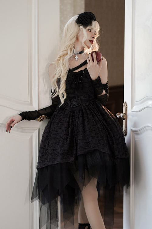 JSK Dress with Irregular Hem, Dry Rose Fabric, Sweet Lolita