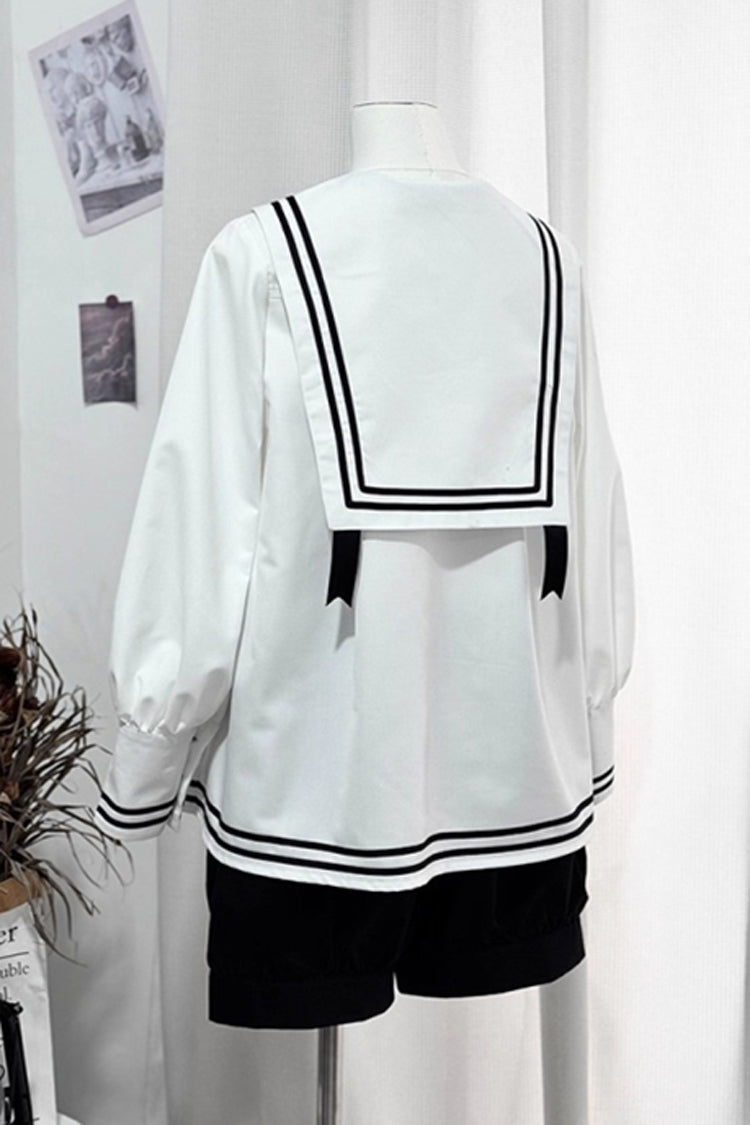 Old Stories Navy Collar Long-Sleeve Bow Ouji Gothic Lolita Set