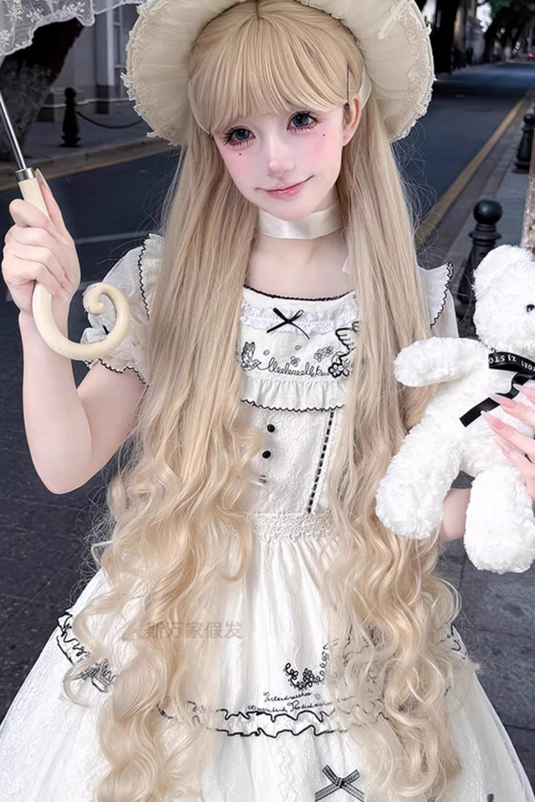 Beige Hanayome Big Curly Lolita Wig