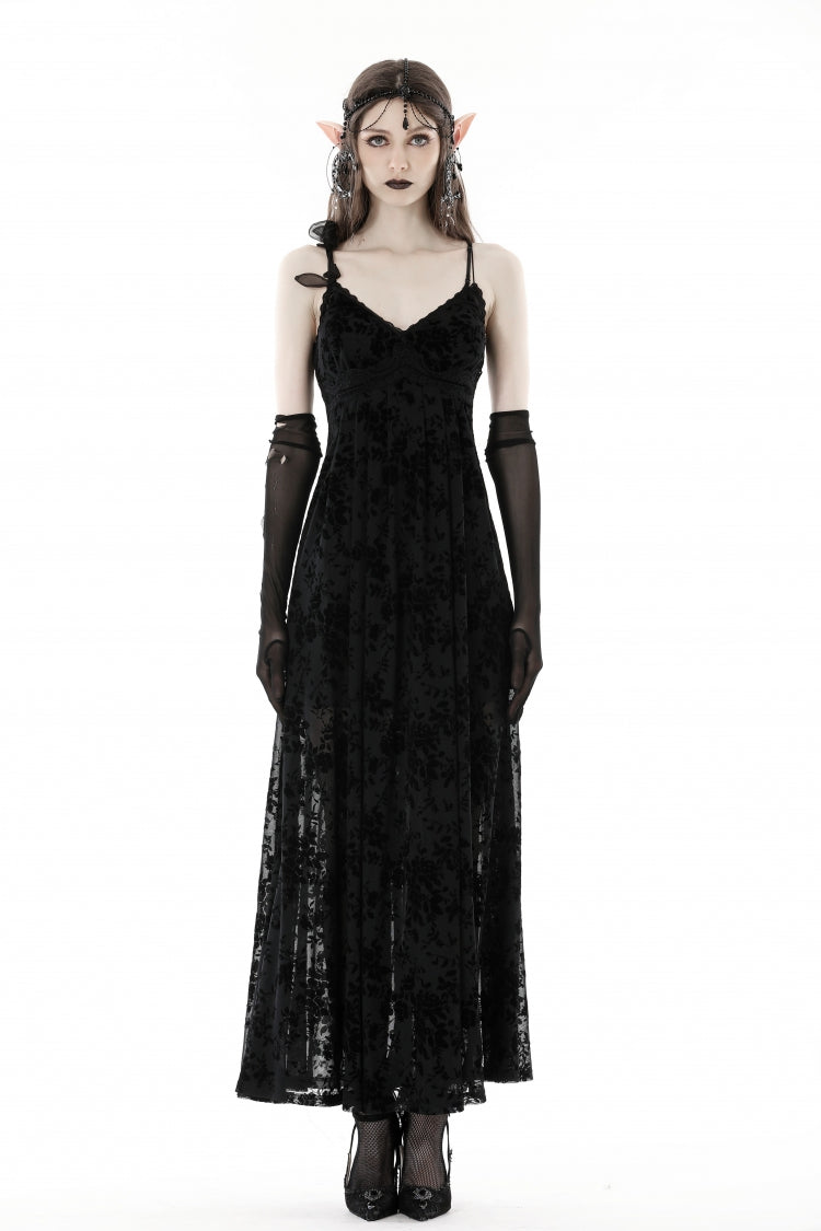 Sleeveless Lace Gothic Maxi Rose Slip Dress