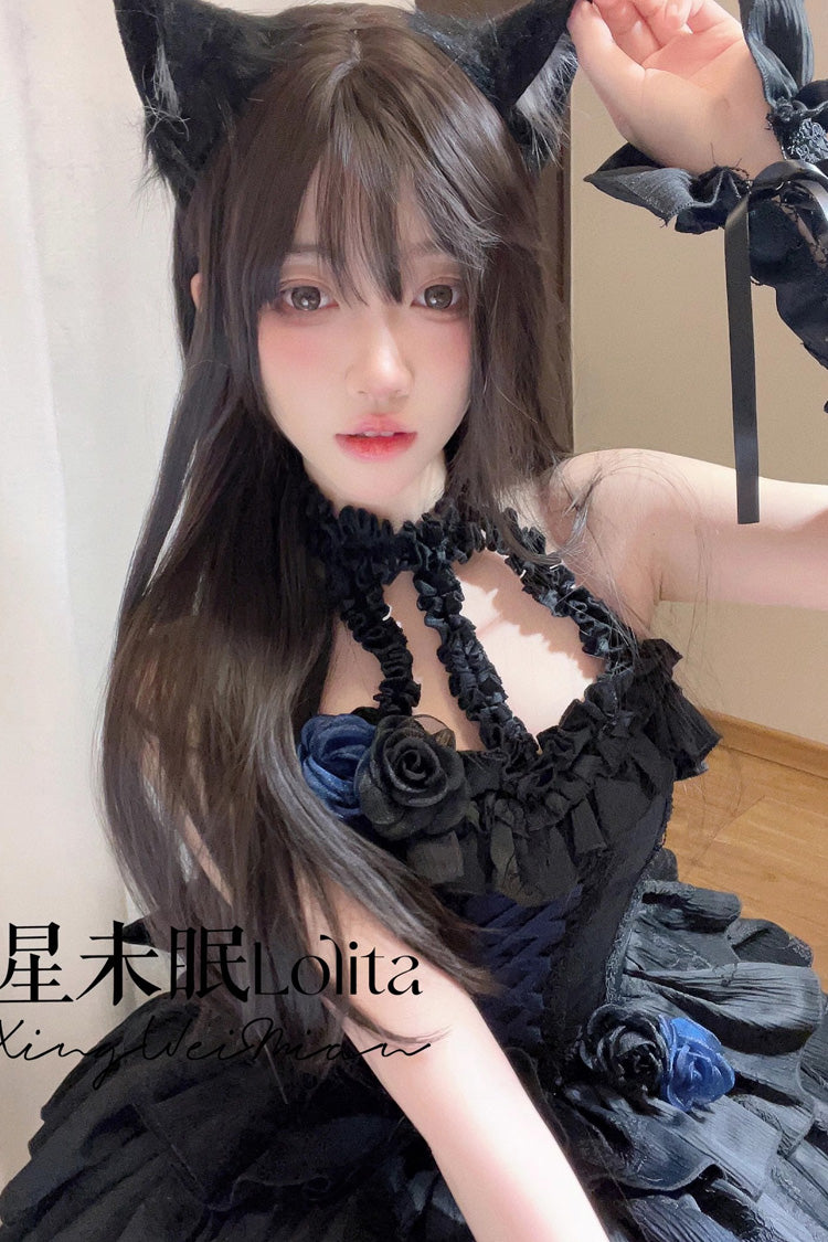 Halterneck Sleeveless Ruffled Bow Corset Sweet Lolita Dress