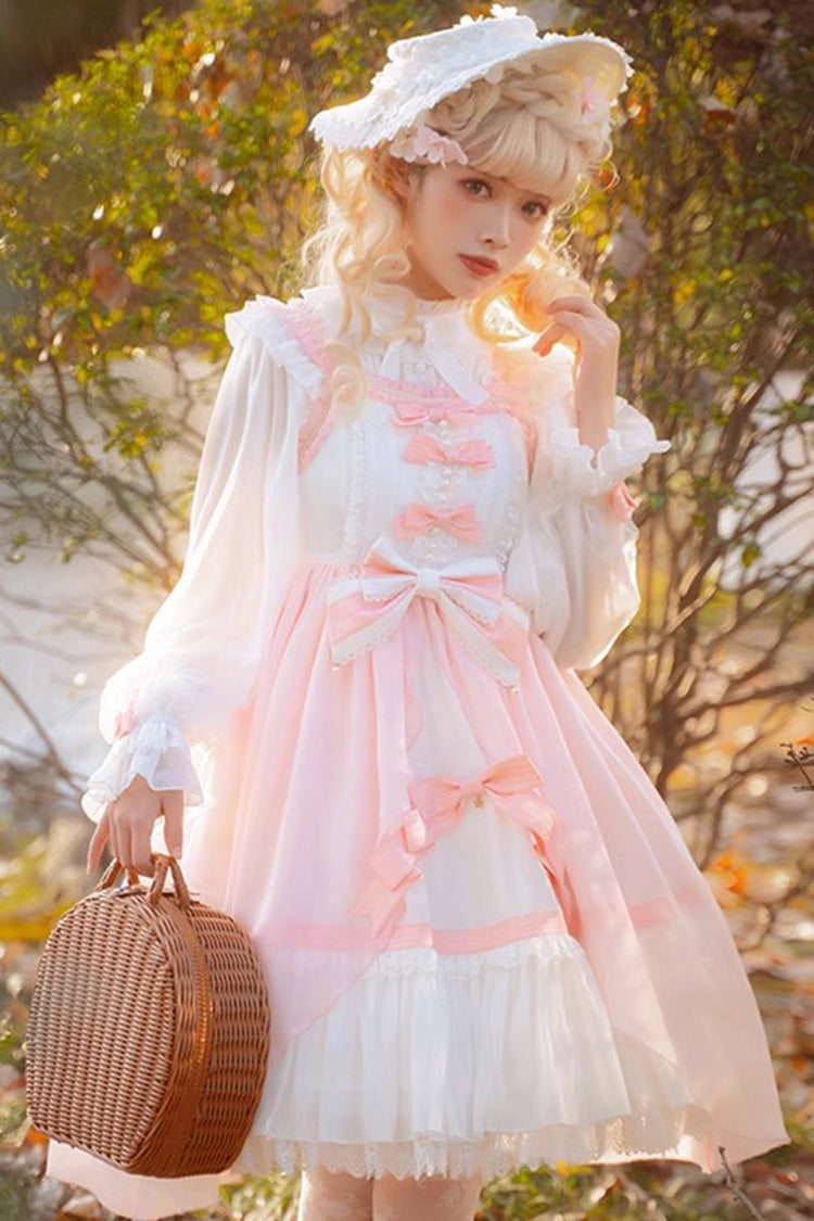 Ivory & Pink Ruffled Cardigan Bow Sweet Princess Plus Size Lolita JSK