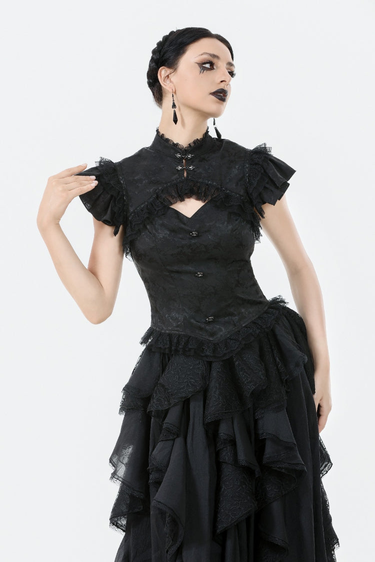 Victorian Corset Top with Lace-Up Front and Cutouts