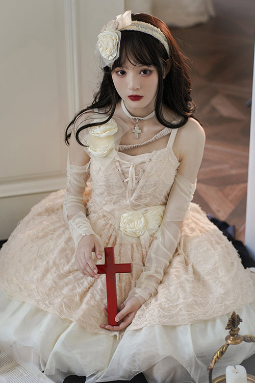 JSK Dress with Irregular Hem, Dry Rose Fabric, Sweet Lolita