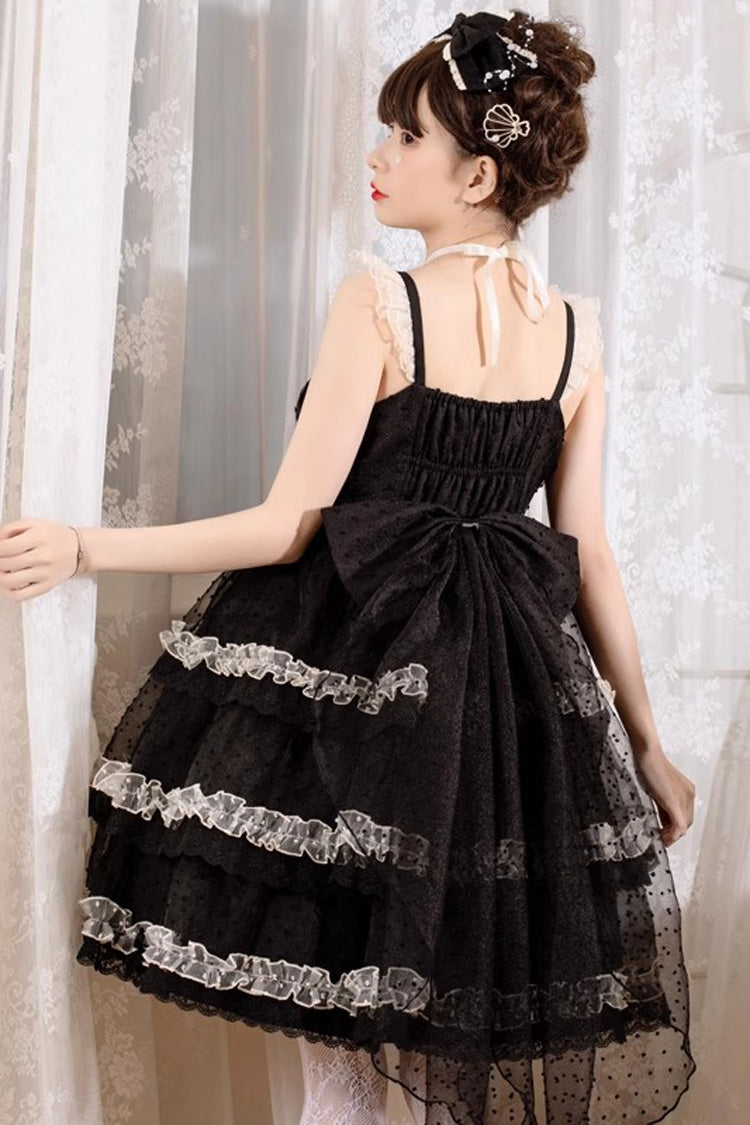Jet Triple-Layer Jacquard Bowknot Sleeveless JSK - Du Meisha's Star Wish