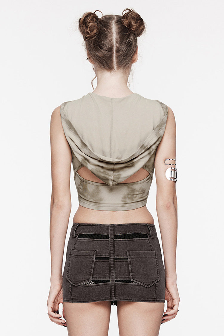 Punk Tank Top with Cutout and Hood