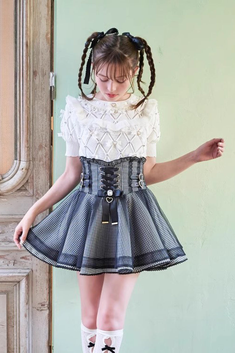 High Waist Mesh Buckle Skirt - Jirai Kei Fashion