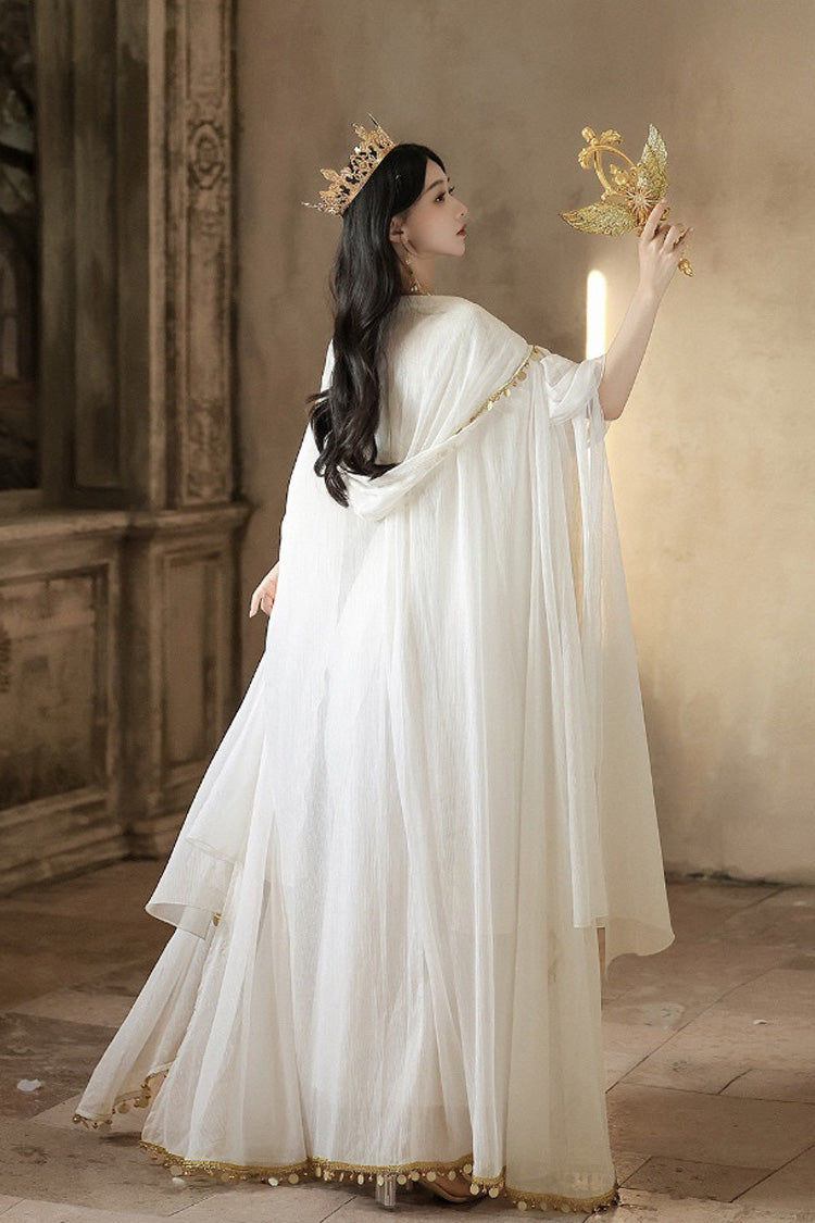 White Sleeveless Ruffled Gothic JSK Dress Set