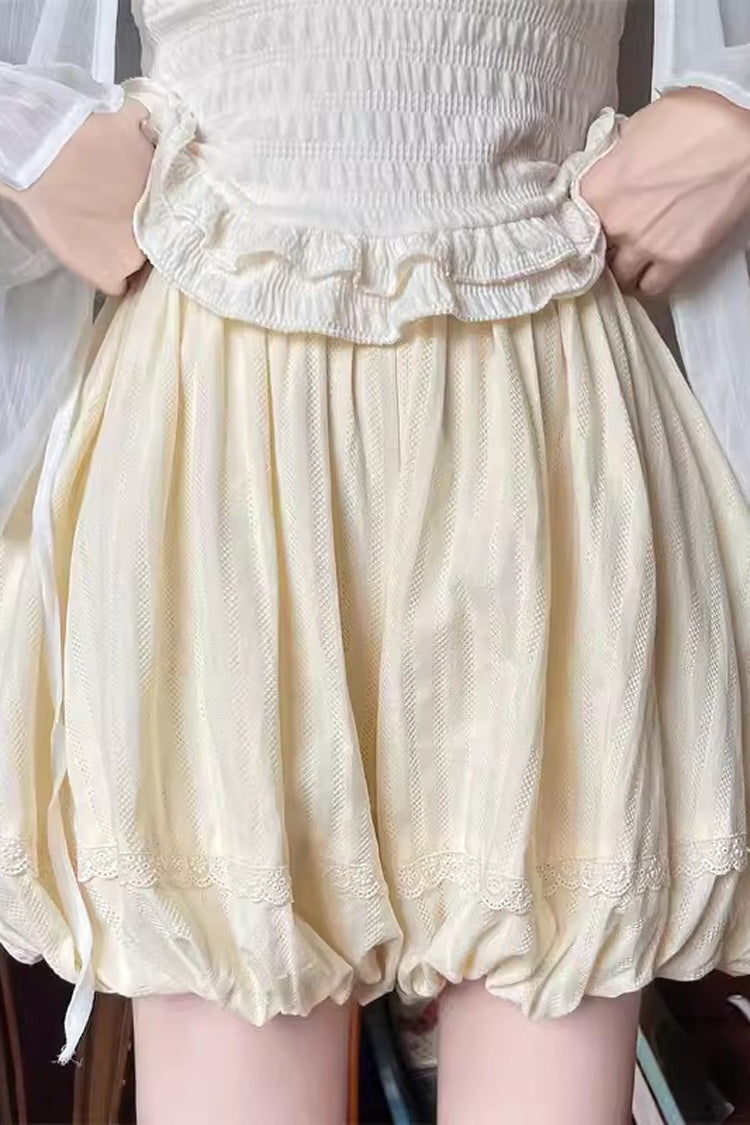 High-Waist Bowknot Leggings in Light Yellow