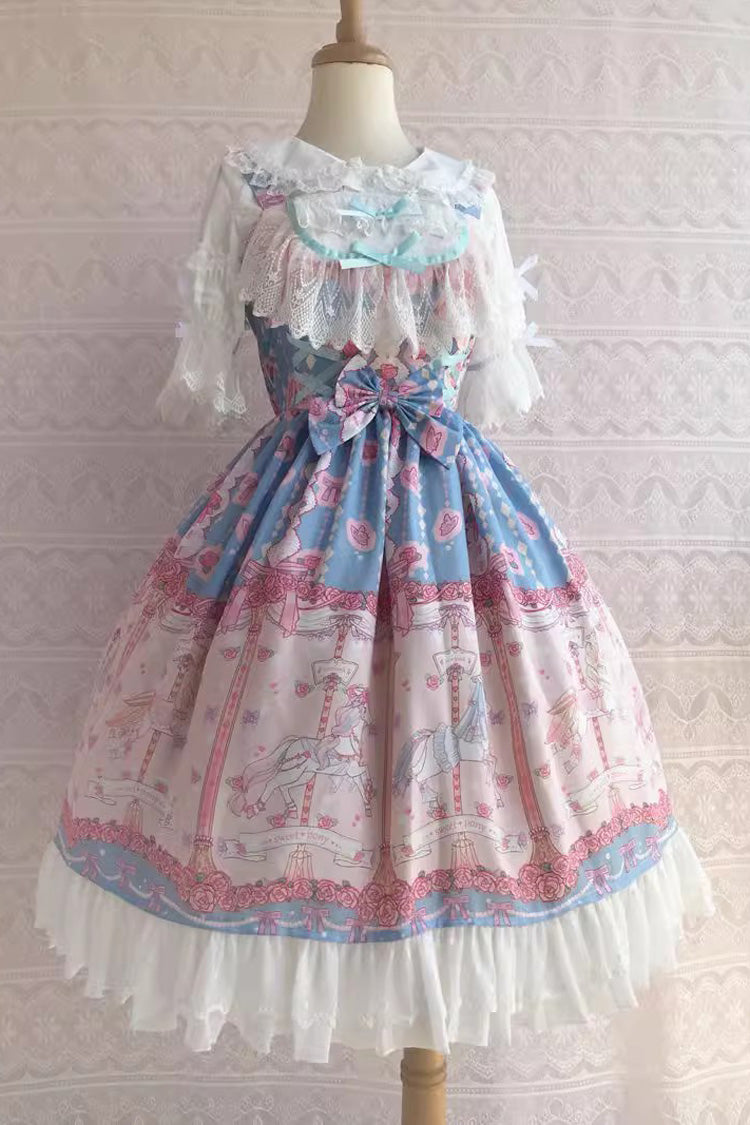 Rose Trojan Print JSK Dress - Ruffle Bow, 3 Colors