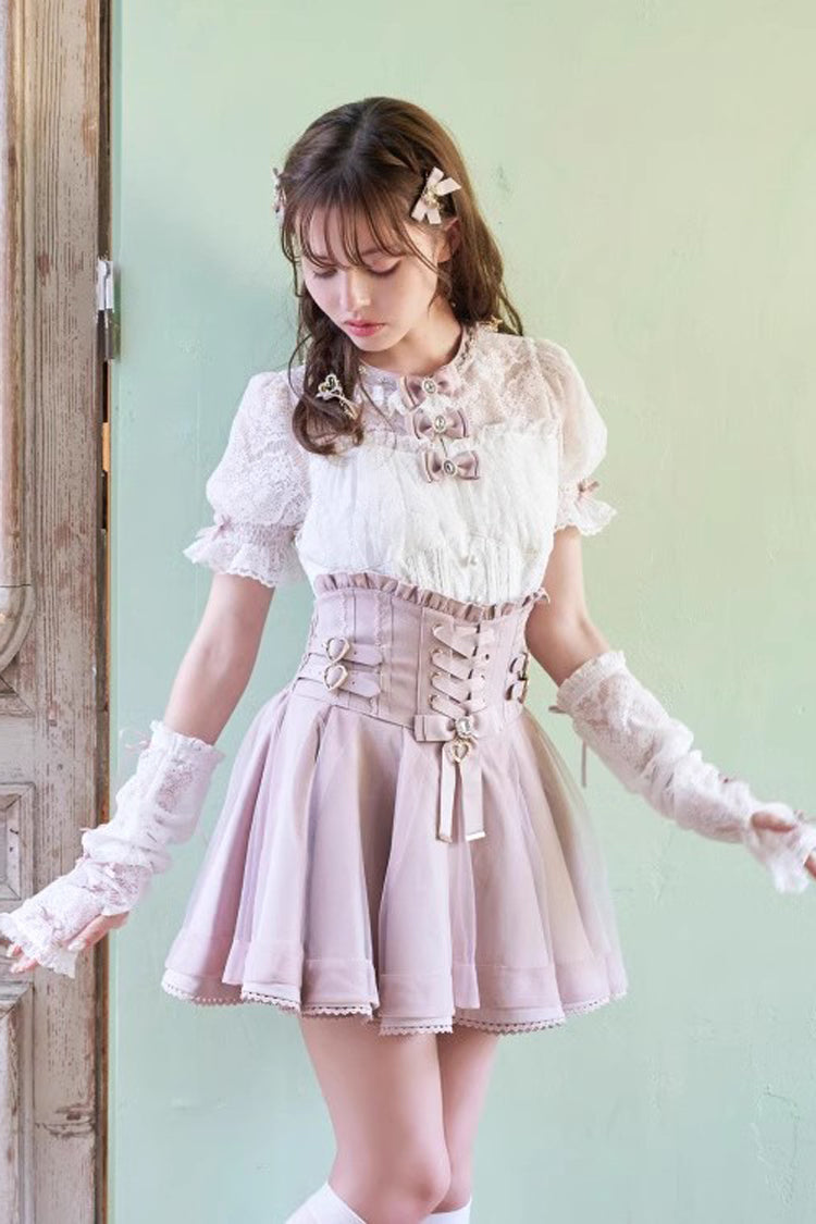 High Waist Mesh Buckle Skirt - Jirai Kei Fashion