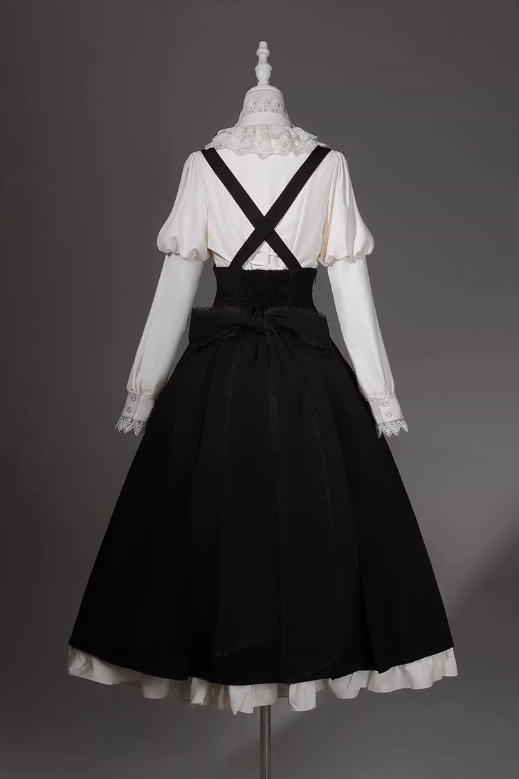 Black/White Violin Variations Ruffled Embroidered Gothic Lolita Jumper Gown Set