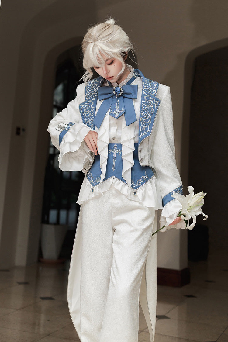 Ivory Moonlit Paladin Prince Ruffle Embroidery Bow Classic Ouji Set