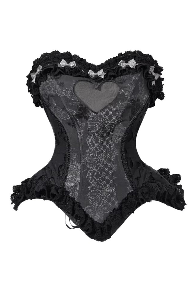 Midnight Heart Ruffle Embroidered Lace Vest - Cupid’s Magic Box