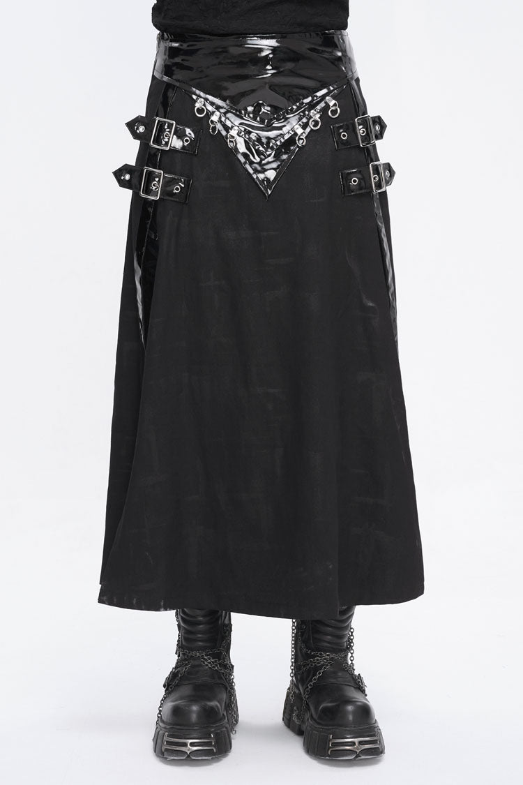 Patent Split Front Punk Skirt for Men