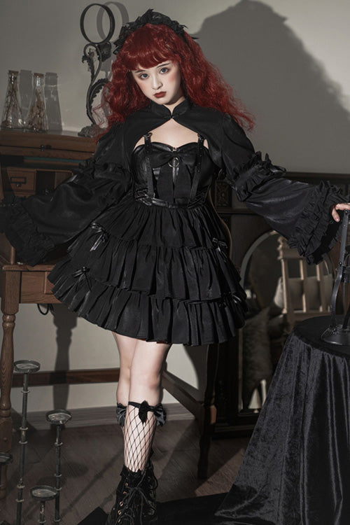 Tiered Gothic Lolita JSK with Bowknot & Ruffles