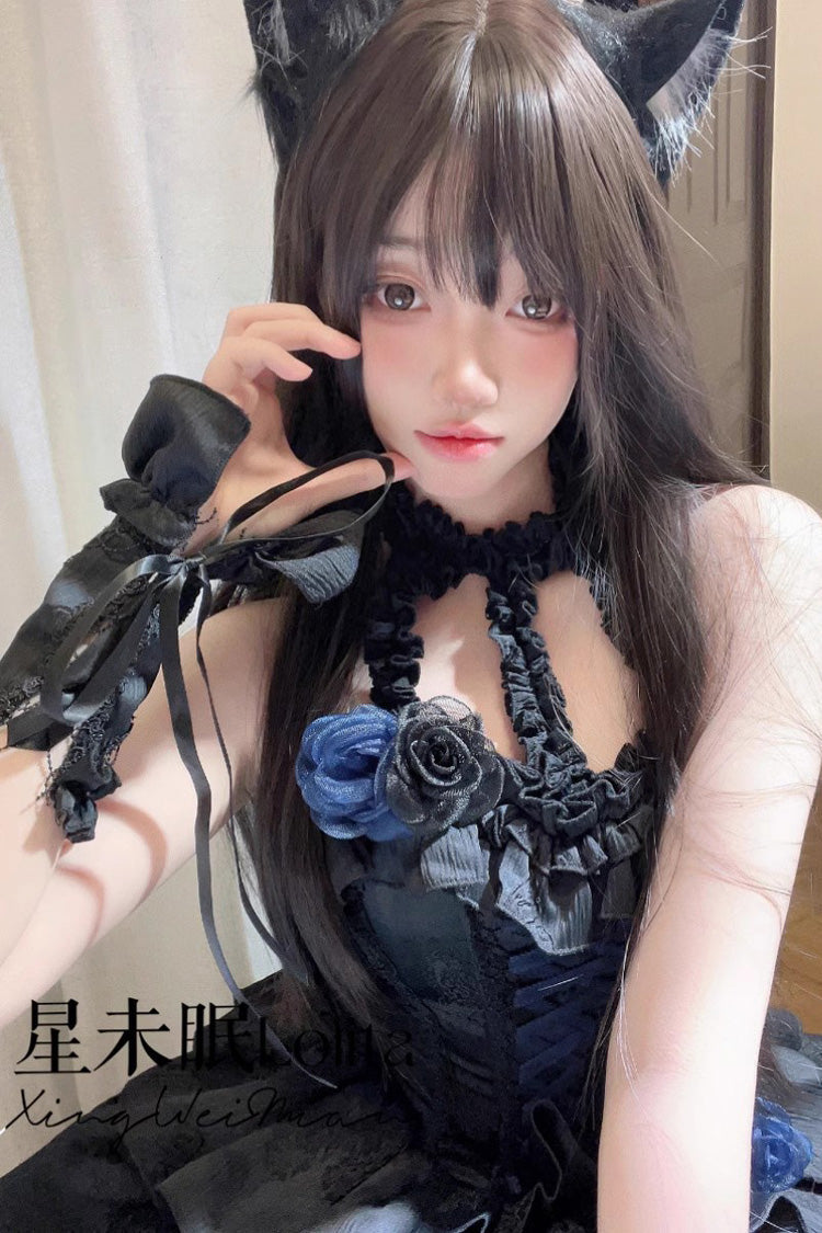 Halterneck Sleeveless Ruffled Bow Corset Sweet Lolita Dress
