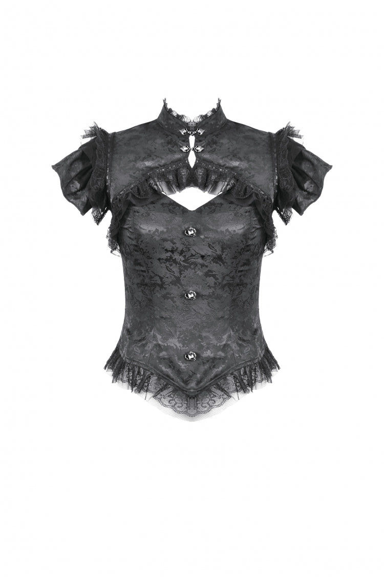 Victorian Corset Top with Lace-Up Front and Cutouts