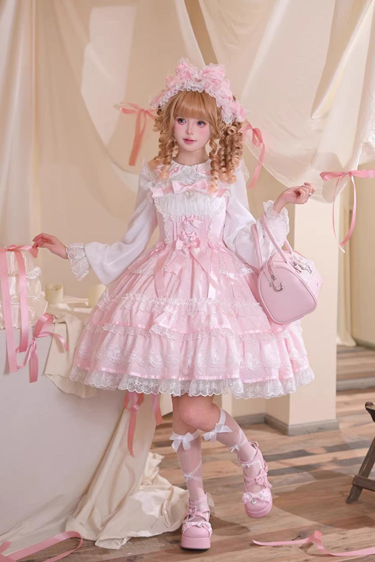 Pink Mist Sweet Dream Double-Layered Ruffled Sweet Lolita JSK