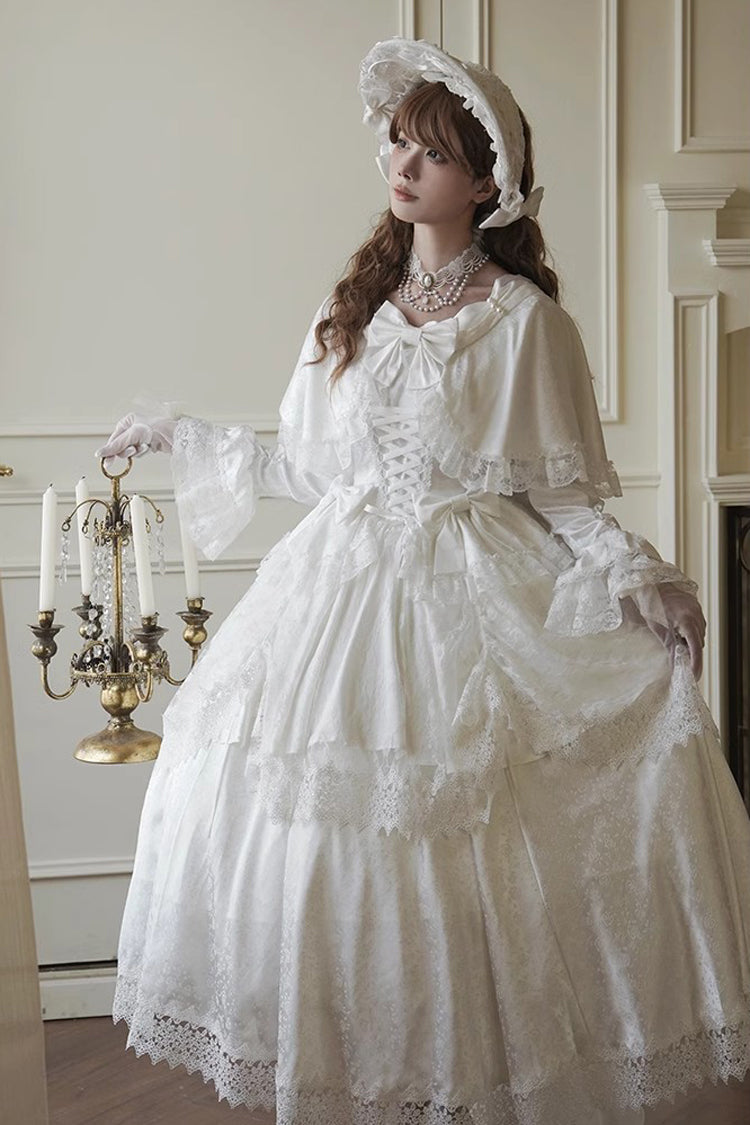 Ivory Sweet Dress with Trumpet Sleeves and Lace-Up Front - Cherish