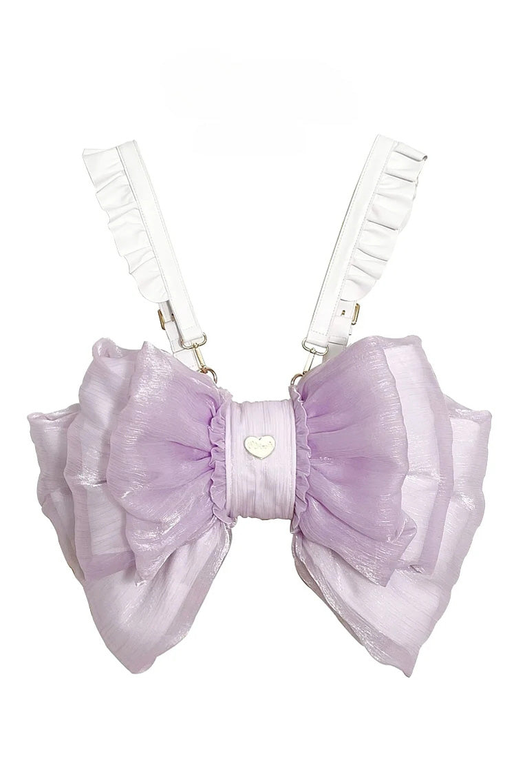 Violet Large Bow Metal Heart Tag Doll Backpack