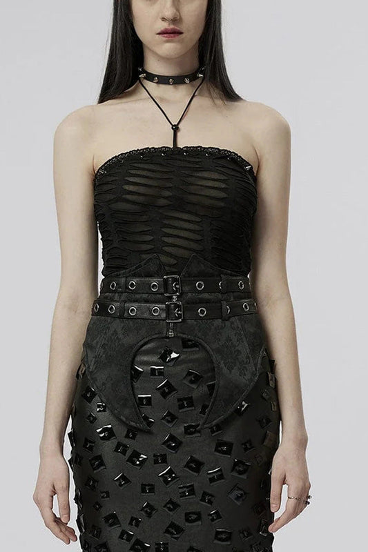Sleeveless Halterneck Ripped Gothic Corset