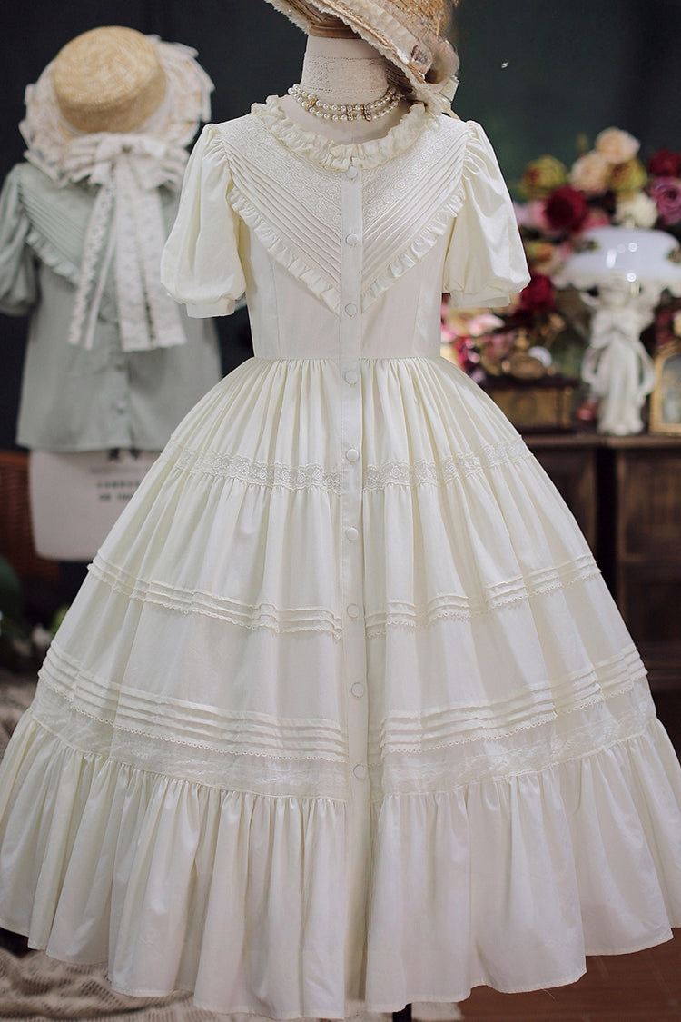 Sweet Lolita Dress with Ruffles, Short Sleeves, Cardigan Style