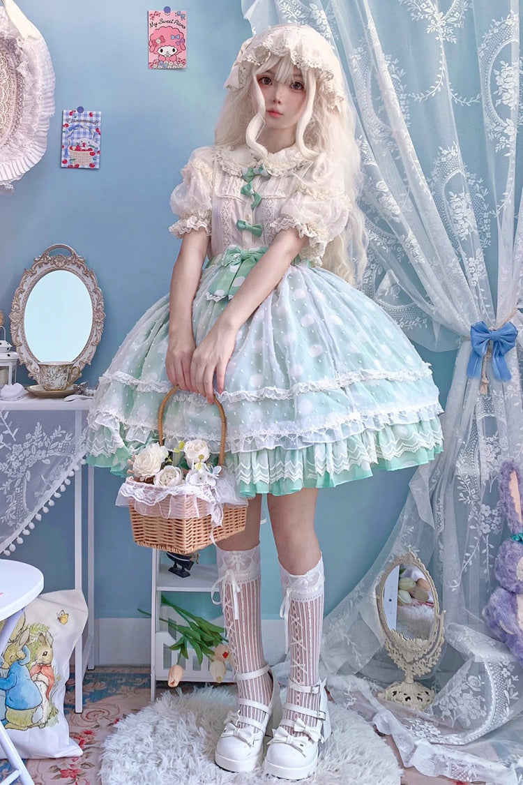 Printed Ruffled Bow Sweet Lolita Skirt