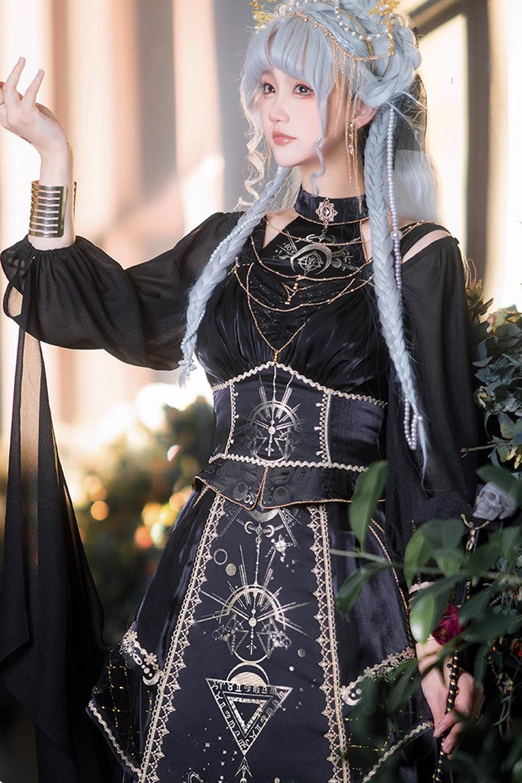 Gorgeous JSK Lolita Dress with Horus Print and Ruffled Details