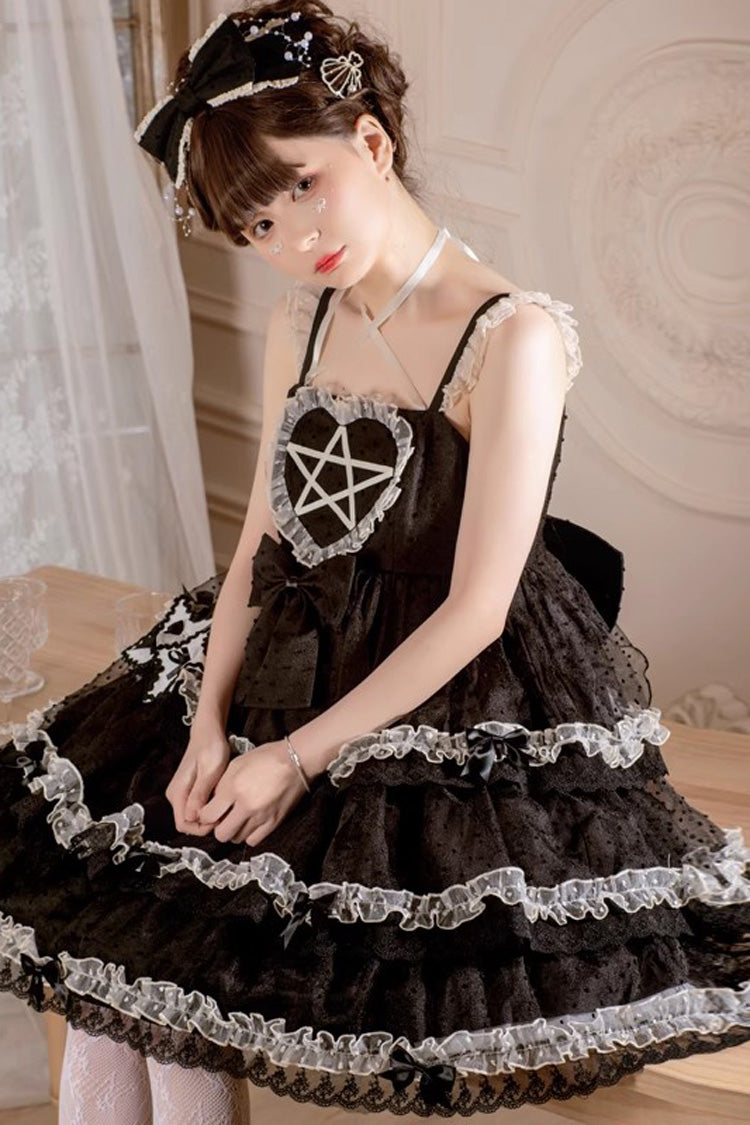 Jet Triple-Layer Jacquard Bowknot Sleeveless JSK - Du Meisha's Star Wish