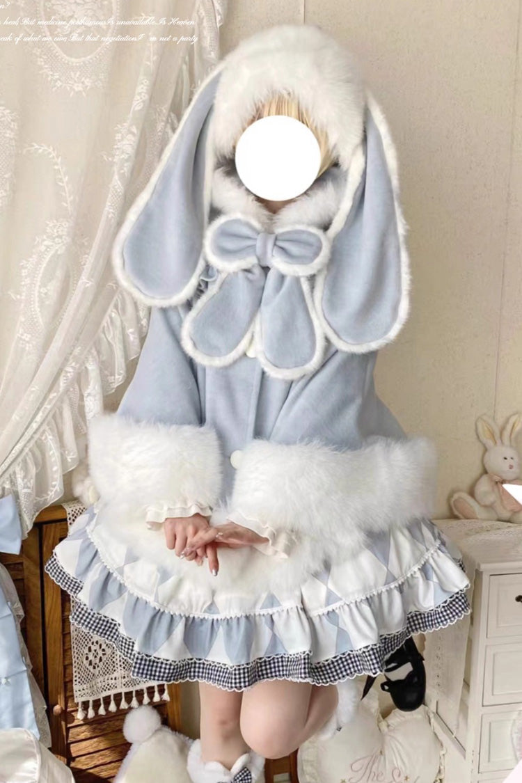 Fluffy Eared Bunny Bow Lolita Cape Coat