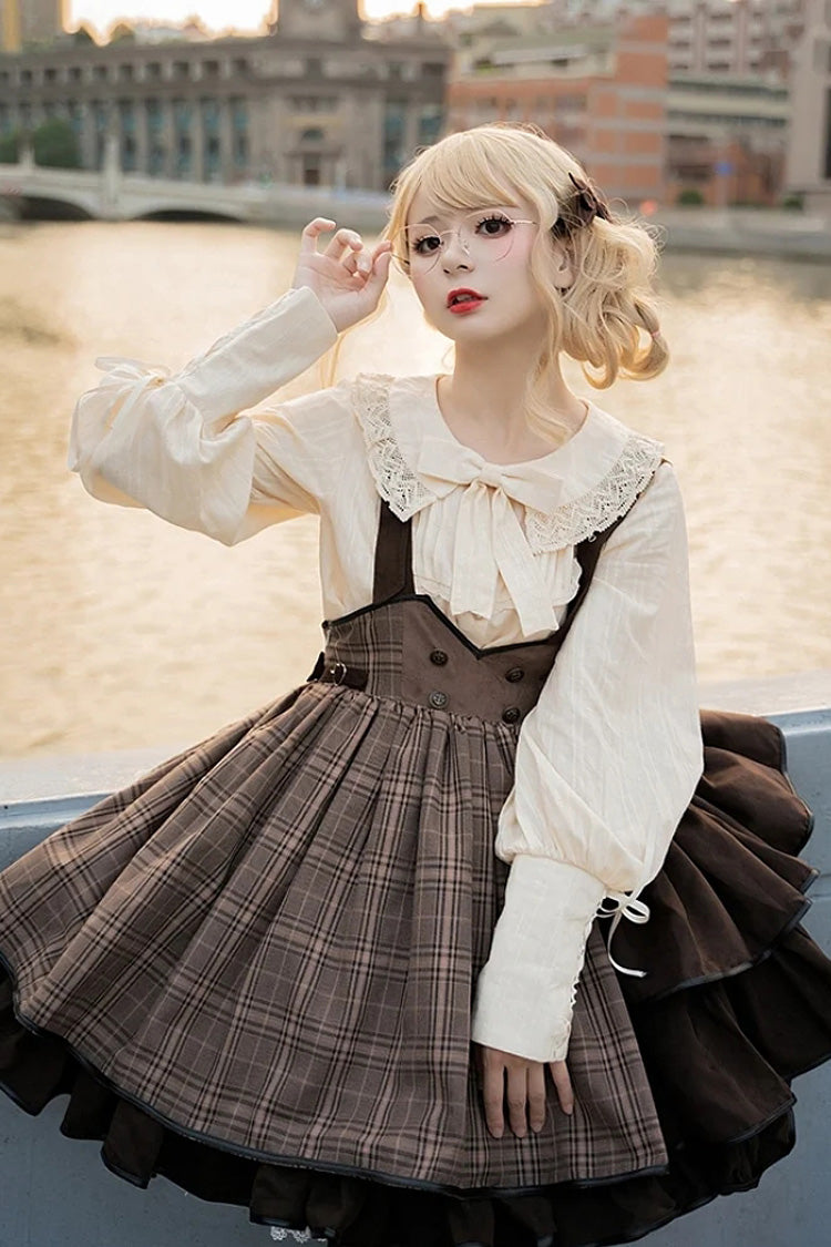Cocoa Sherlock Detective Ruffle Color-Block Gothic Lolita Skirt
