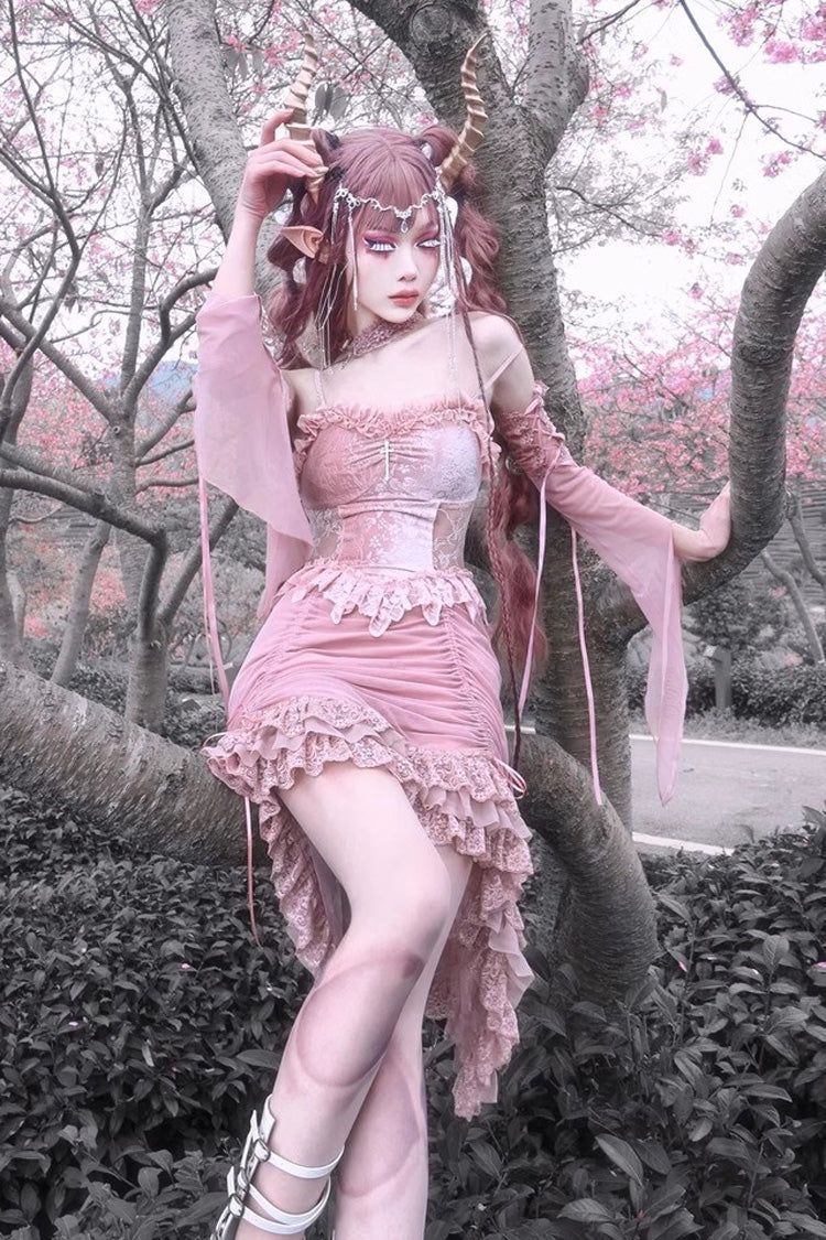 Cherry Gothic V-Neck High-Waist JSK