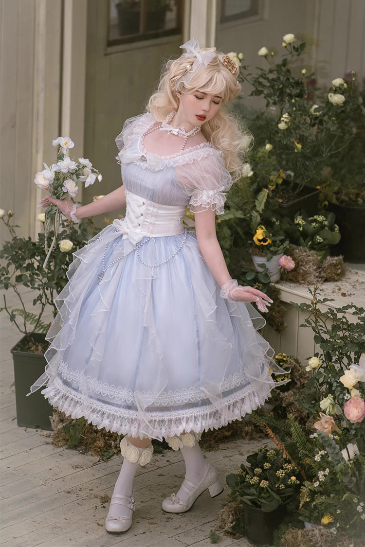 Cerulean Mermaid Teardrop Short-Sleeve Bowknot Sweet Princess Lolita Dress