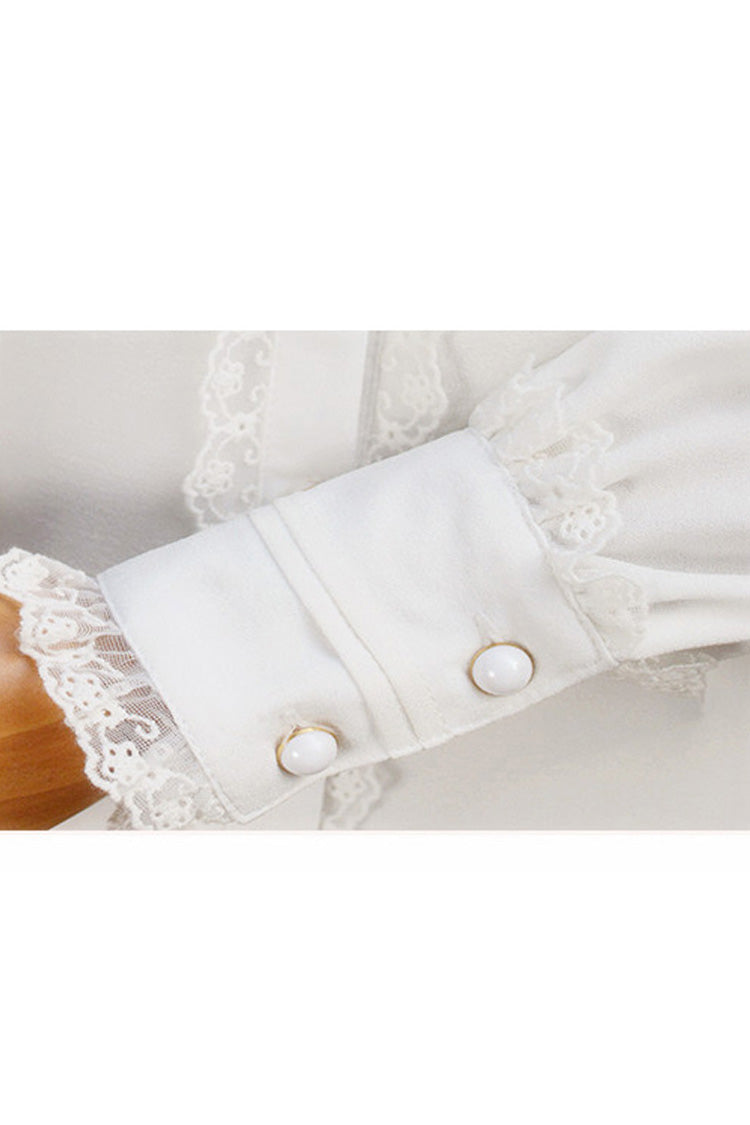 Lantern Sleeve Stand Collar Bow Tie Classic Lolita Blouse, Four Shades