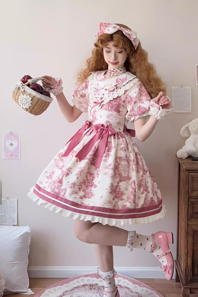Grape Moon Lolita Dress - Short Sleeve, Multi-Layer Ruffle