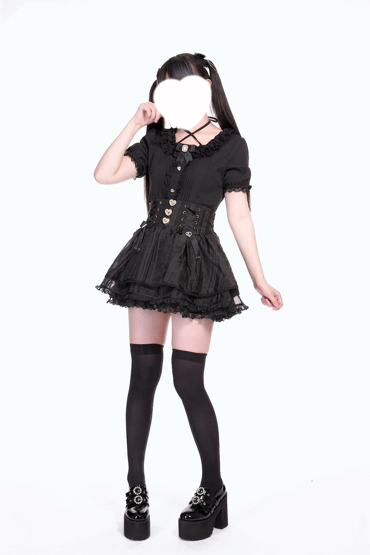 Love Hanabi Triple-Bow Organza Skirt - Three Color Options