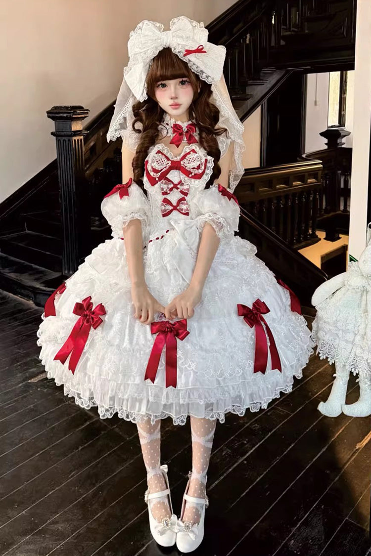 Ivory Pearl-Adorned Princess JSK with Ruffled Layers - Dream of the Misty Moon