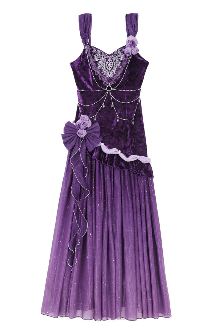 Violet Madame Butterfly Ruffled Bow Lace Elegant Gorgeous JSK