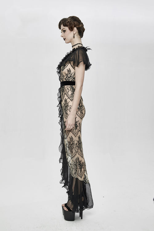 Sheer Chiffon Long Split Sleeve Gothic Maxi Dress