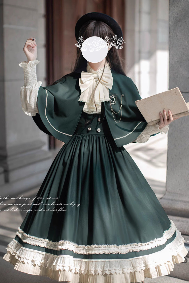 Green Bow Lace College Style Elegant Jumper - Artemis SP