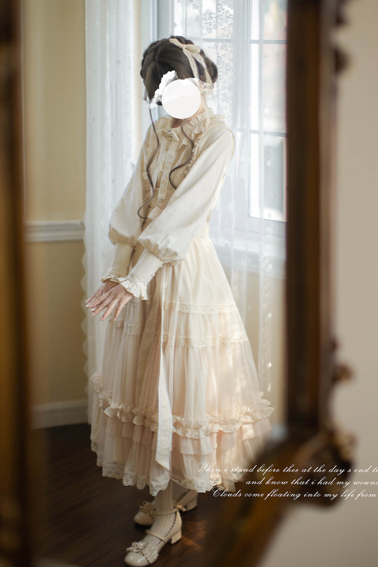 Ivory Sleeveless Ruffled Lace Japanese Elegant Lolita Jumper