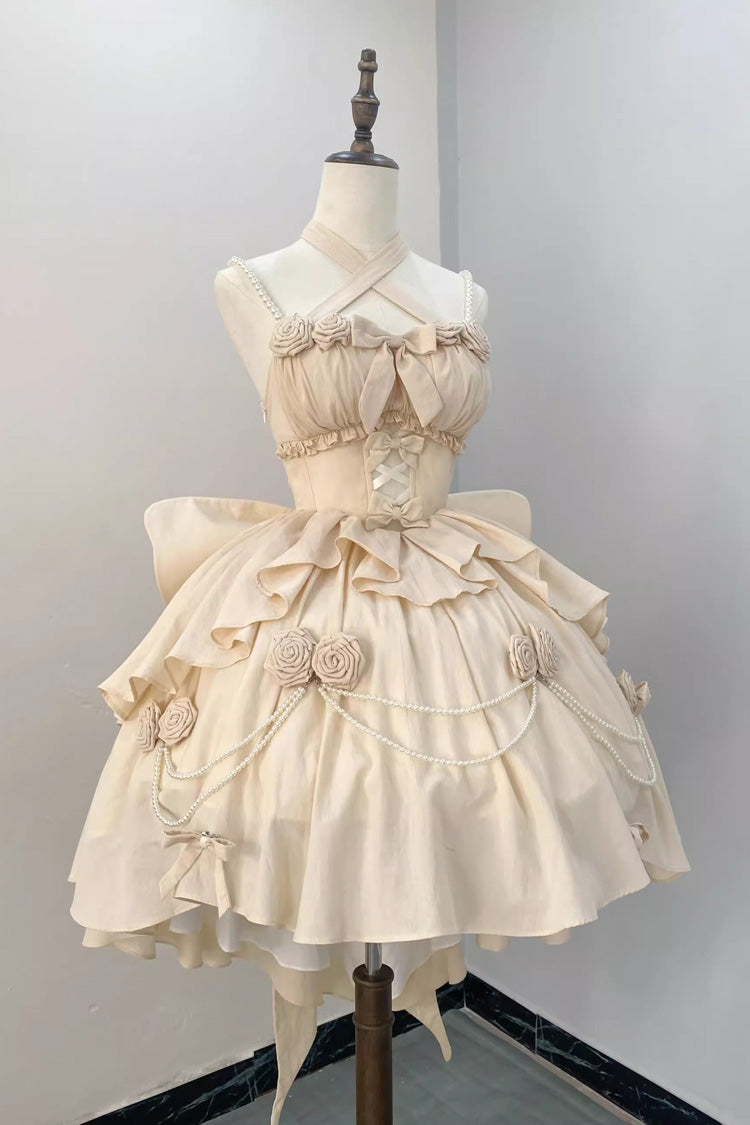 Ivory Hanayome Hollow Bowknot Sweet Princess Lolita Jsk Dress