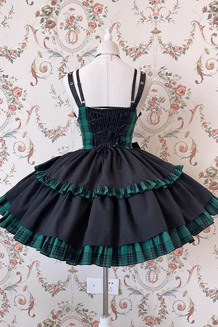 Multi-Layer Ruffle Bowknot Sleeveless JSK Dress - Gothic