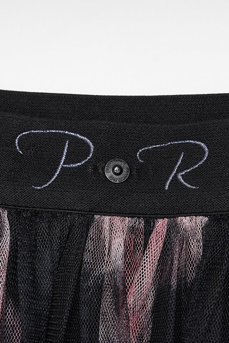 Gothic Sheer Skirt - Rose Embroidery, Lace Stitch, 2 Colors