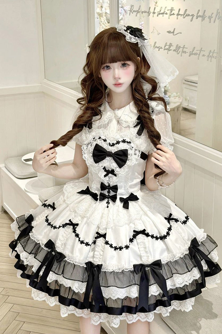 Scarlet Heart Cocoa Sleeveless Triple-Layered Ruffle Bow Lace JSK