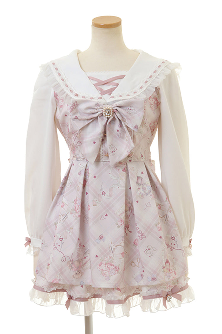Sewing Bear Plus Size Jirai Kei Dress with Print and Bowknot