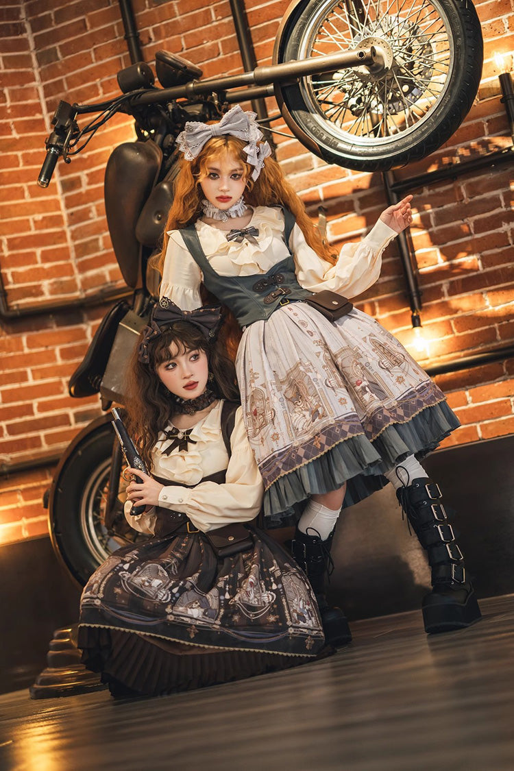 Punk Gothic Lolita Vest with Demon Hunting Print