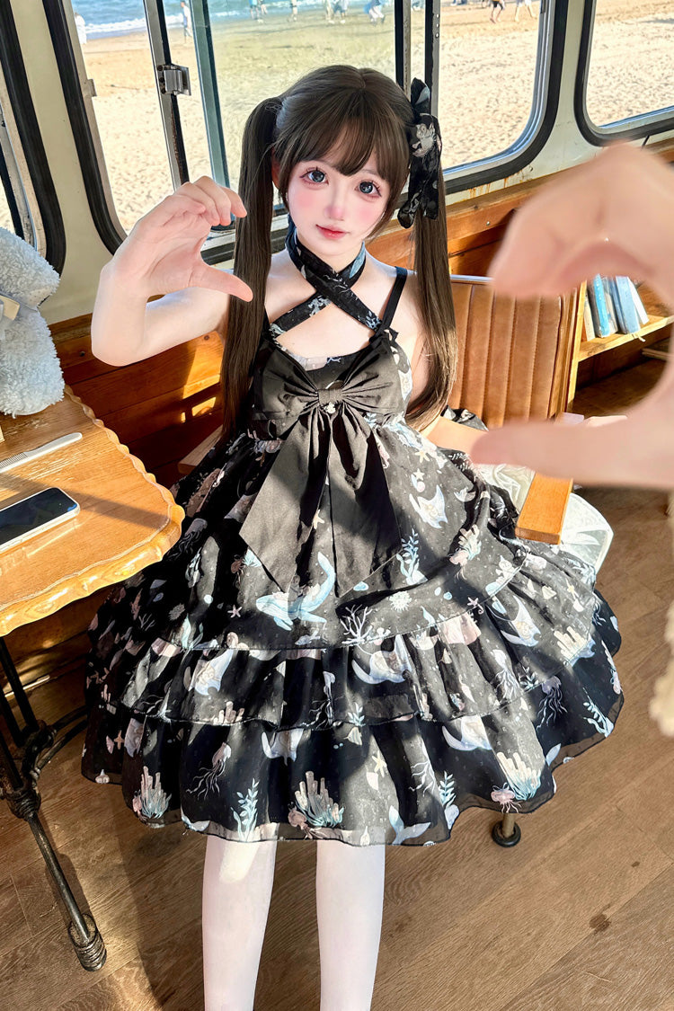 Sweet Lolita Strap Dress with Layered Ruffles and Lace - Ocean Sweetheart, 5 Colors