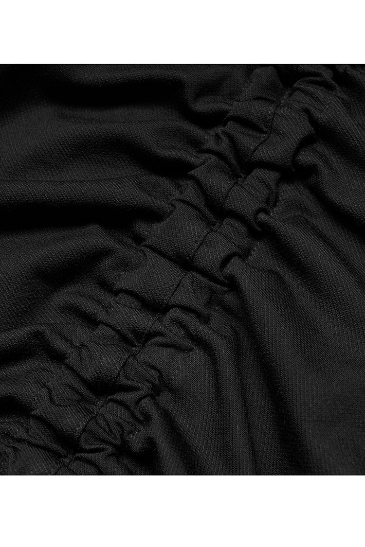 Black Knit Hollow Drawstring Bodycon Halter Punk Dress